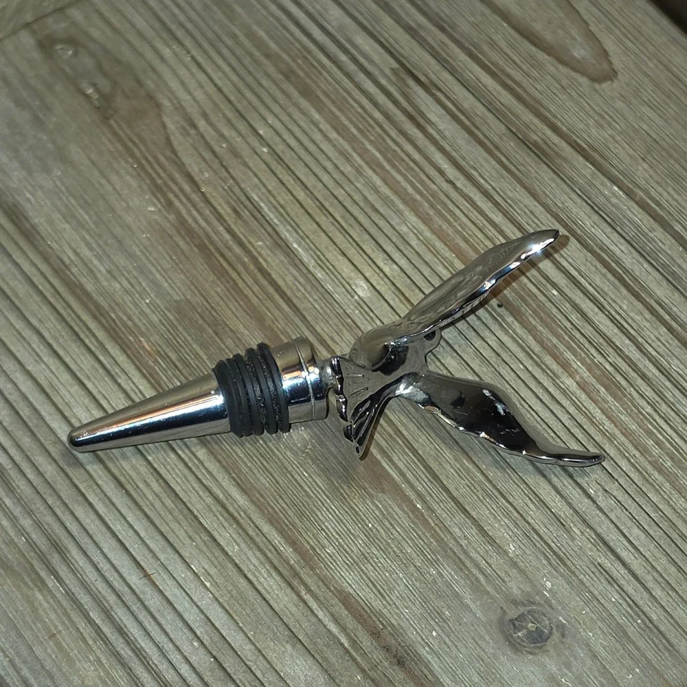 Silver Eagle Wine Bottle Stopper Chrome Metal Bird Hawk Barware Decor